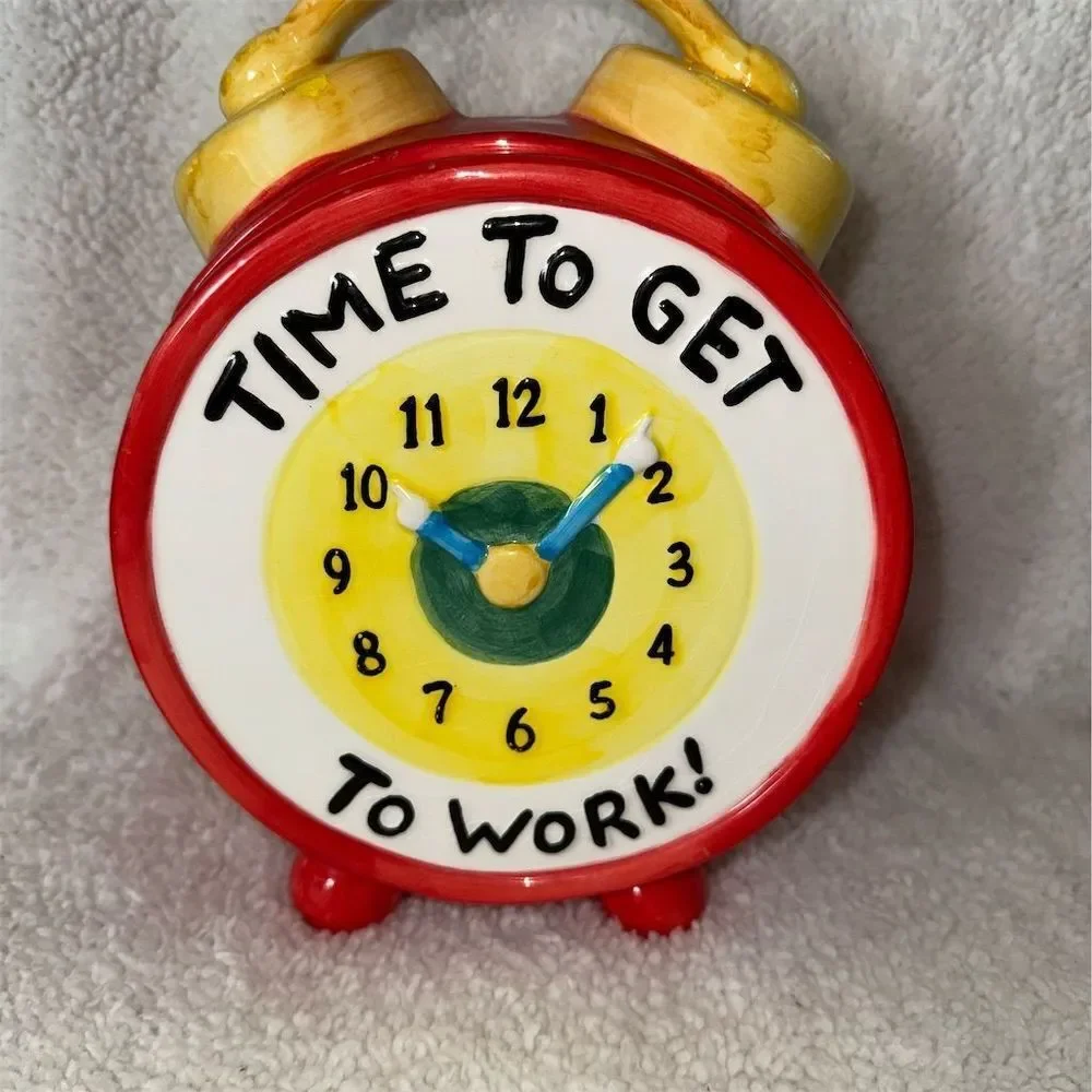 Vintage Enesco Alarm Clock Cookie Jar Multicolor Collectible 1994‎ no chips